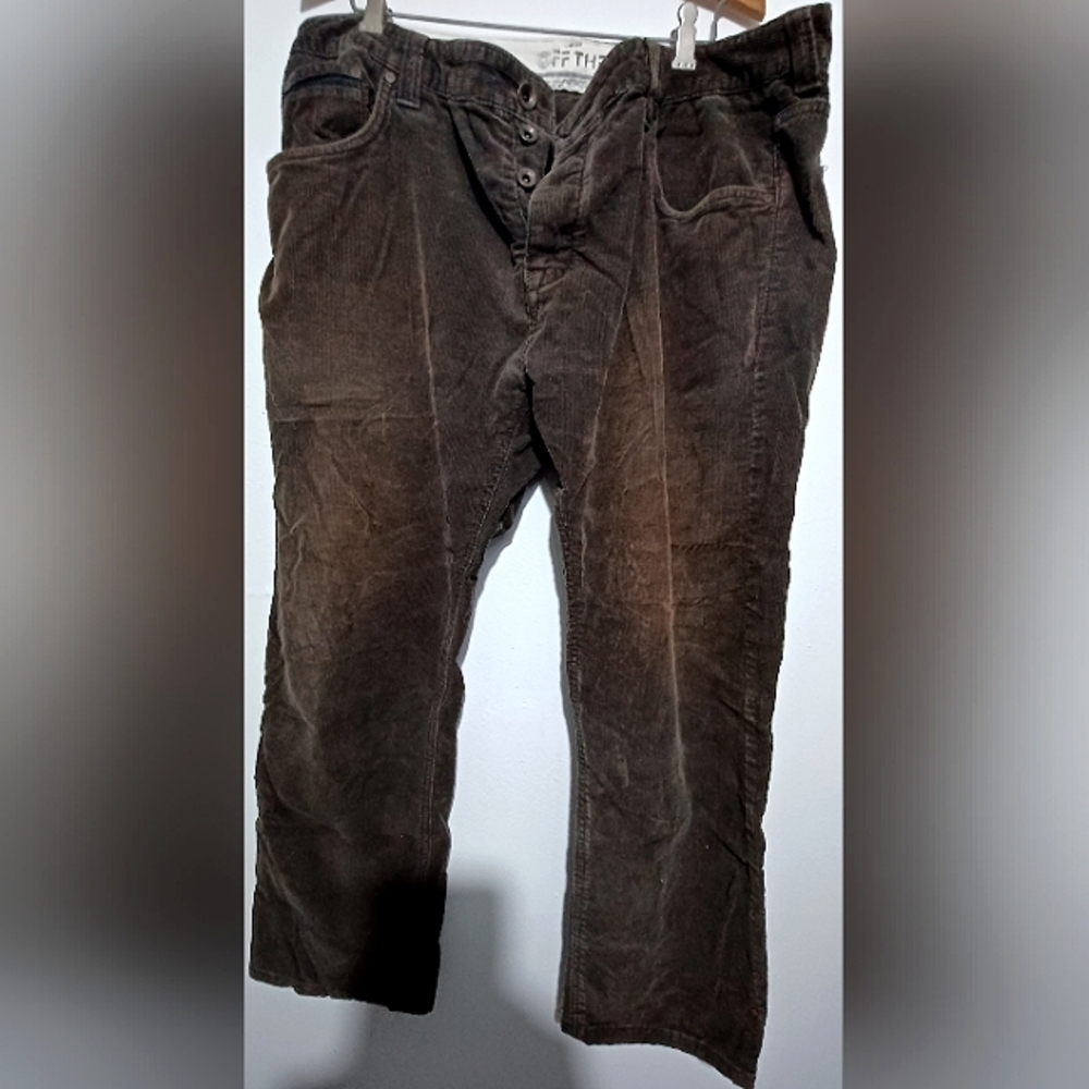 Vans Brown Corduroy Skate Pants Buttons 4 Zipper Men's 36 x 34 Worn, Pre-Owned